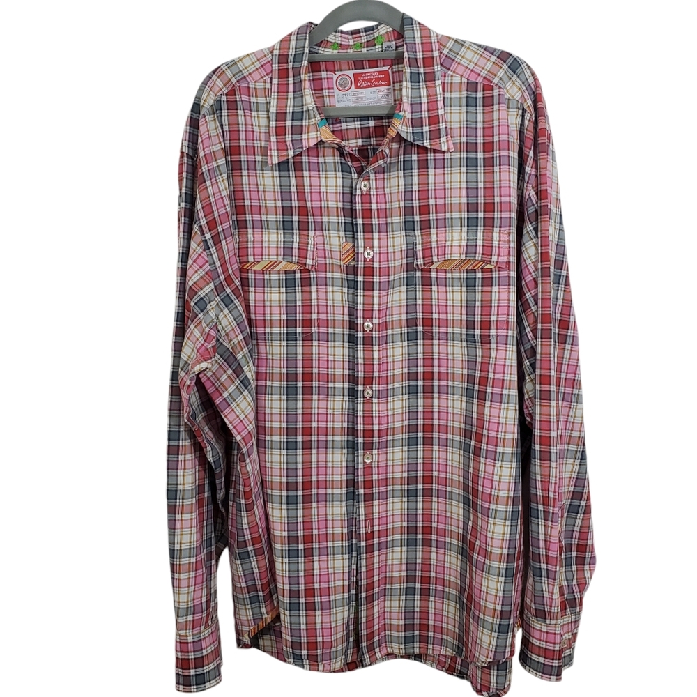 Robert Graham Dress Shirt Button Up Dress Business Casual Colorful Plaid XXL